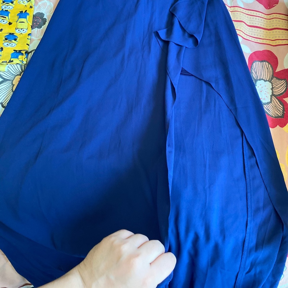 Express blue long slit dress